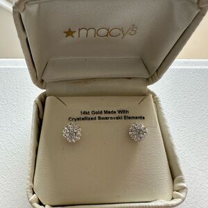 Macy's 14kt Gold Swarovski Crystal Stud Earrings
